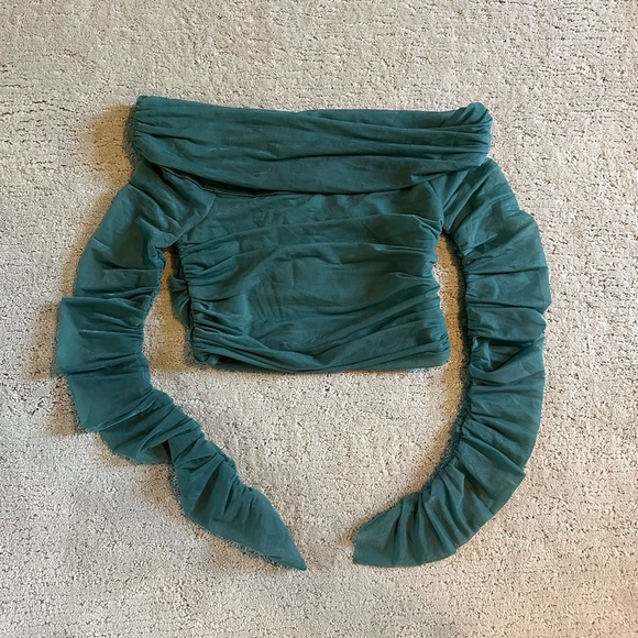 Zara off shoulder teal green top Size M - Picture 3 of 4